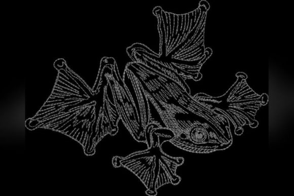 Frog One Line Embroidery Design