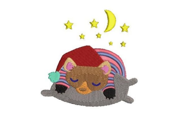 Sleepy Bear Embroidery Design